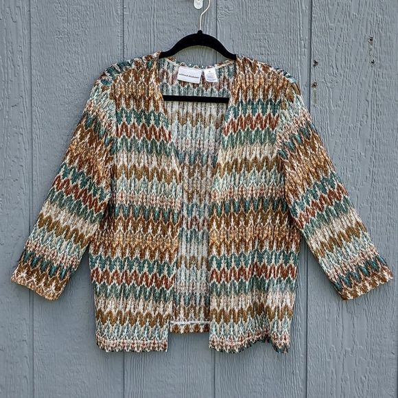 ALFRED Dunner Chevron Stripe Cardigan Medium - Picture 1 of 7